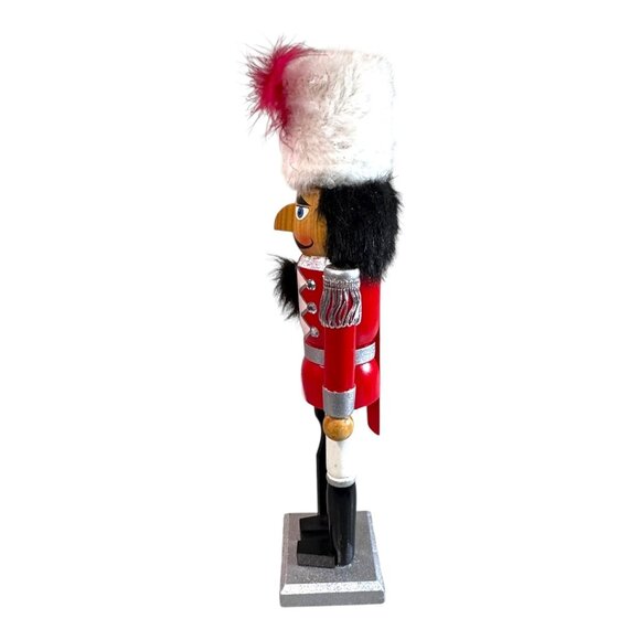 Traditional Wooden Red Nutcracker Toy Soldier Feather Plume Christmas Holiday - Picture 2 of 9